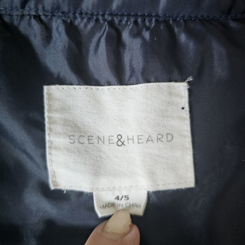 Scene & Heard Childs Jacket Size 4-5 Brown Navy Plaid Snap Front Teddy Fabric - Picture 9 of 11